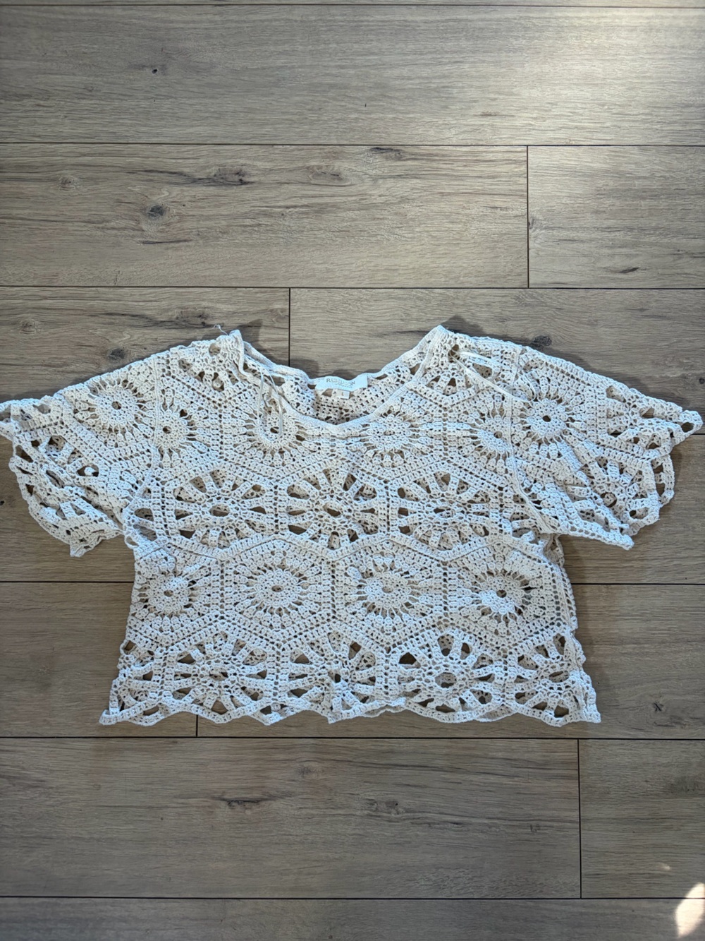 Cream Crochet Lace Top - Lightweight Layering Piece